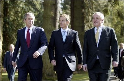 Bush Blair and Bertie Bush meeting with blair and aherne