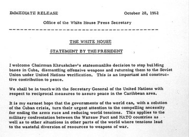 Kennedy Cuban Blockade announcement