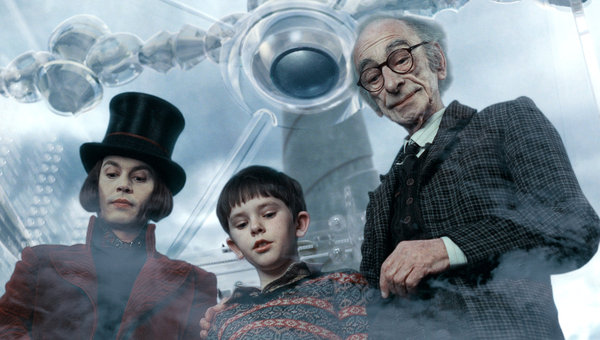 David Kelly with Johnny Depp in Charlie and the Chocolate Factory - Source: Warner Brothers