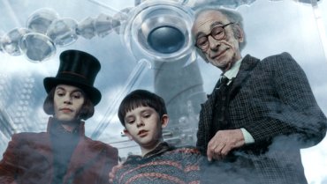 David Kelly with Johnny Depp in Charlie and the Chocolate Factory - Source: Warner Brothers
